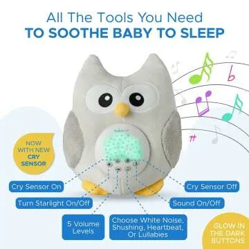 Cry Activated Owl Soother with White Noise & Light