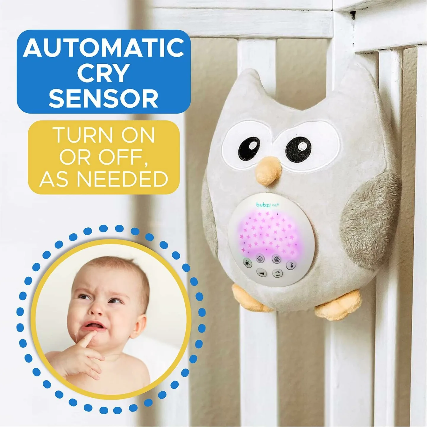 Cry Activated Owl Soother with White Noise & Light