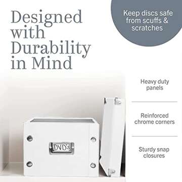 Snap-N-Store CD Storage Box - Pack of 1/2 - Durable Disc Holder with Lid to Store for Discs (1 Pack - DVD, White)