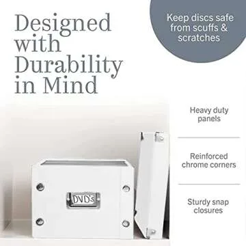 Snap-N-Store CD Storage Box - Pack of 1/2 - Durable Disc Holder with Lid to Store for Discs (1 Pack - DVD, White)