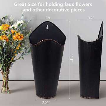 ELLASSAY Galvanized Metal Wall Planter Set of 2 for Rustic Home Decor