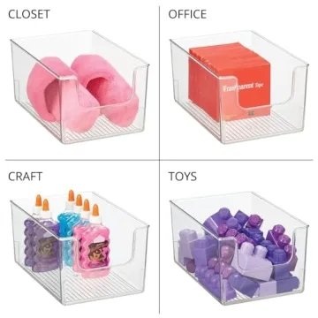 mDesign Modern Plastic Open Front Storage Bins - 2 Pack