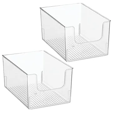 mDesign Modern Plastic Open Front Storage Bins - 2 Pack