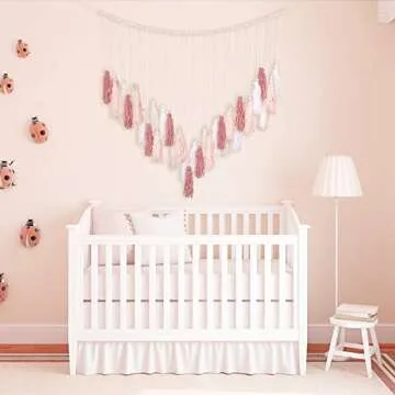 Luxbrand Large Macrame Wall Haning Boho Home Decor, Blush Pink Tassel Wall Decor Bohemian, Bedroom Living Room Girls Room Nursery Dorm Room Decoration