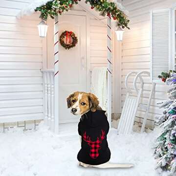 Dog Hoodie Sweater for Dogs Pet Clothes Buffalo Plaid Dog Hooded Sweatshirt Warm and Soft Breathable...