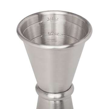 HIC Kitchen Bar Japanese-Style Double Cocktail Jigger, 18/8 Stainless Steel, 4.75-Inches, 0.5-Ounce ...
