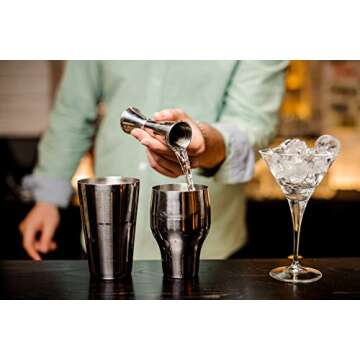 HIC Kitchen Bar Japanese-Style Double Cocktail Jigger, 18/8 Stainless Steel, 4.75-Inches, 0.5-Ounce to 2-Ounce