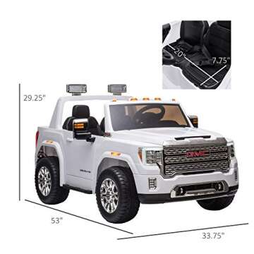 Aosom 12V GMC Sierra HD Battery Kids Ride On Car with Remote Control, Bright Headlights, & Working Suspension, White
