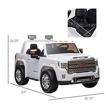 Aosom 12V GMC Sierra HD Battery Kids Ride On Car with Remote Control, Bright Headlights, & Working Suspension, White