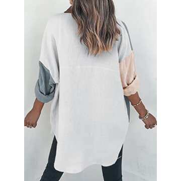 Dokotoo Women's Cute Spring Button Down Lightweight Soft V Neck Collared Long Sleeve Shirts for Wome...