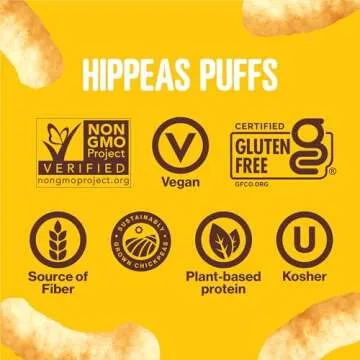 Hippeas Vegan Chickpea Puffs, White Cheddar, Healthy Snack 30-pack