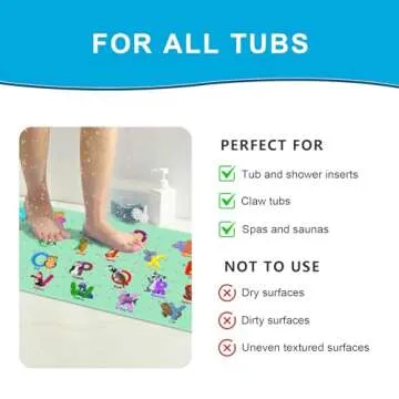 XIYUNTE Baby Non Slip Bath Mat - Fun Alphabet Design