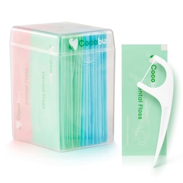 COCOBURI 50 Count Individually Wrapped Dental Floss Picks for On-the-Go Oral Care