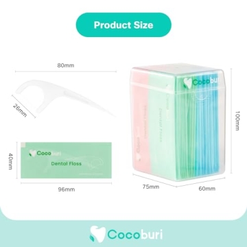 COCOBURI 50 Count Individually Wrapped Dental Floss Picks