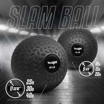 Yes4All Slam Balls, 10-40lb Medicine Ball Weight, Durable PVC Sand Filled Workout Dynamic Medicine Ball for Core Strengthen