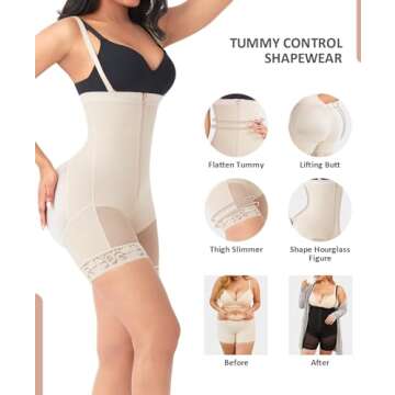 FeelinGirl Shapewear for Women Seamless Firm Triple Control Shapewear Plus Size Tummy Control Body Shaper Skin L