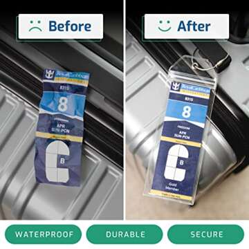 Highwind Cruise Luggage Tag Holder for Suitcases - Compatible with Celebrity 2025 Royal Caribbean Luggage Tag Holders Travel Essentials Cruise Lanyard - 4 Pack