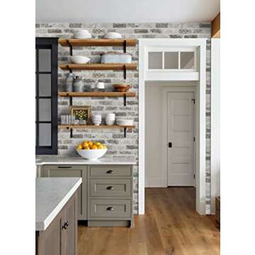 Guvana 17.3"×118" Brick Peel and Stick Wallpaper Brick Wallpaper Grey Brown 3D Brick Self Adhesive Wallpaper Removable Contact Paper Brick Textured Vintage Wallpaper Decorative Wall Classroom Covering