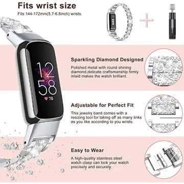 Adjustable Stainless Steel Fitbit Luxe Bands for Women