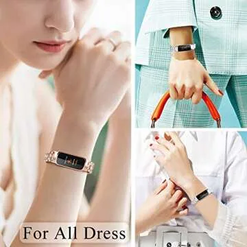 Adjustable Stainless Steel Fitbit Luxe Bands for Women