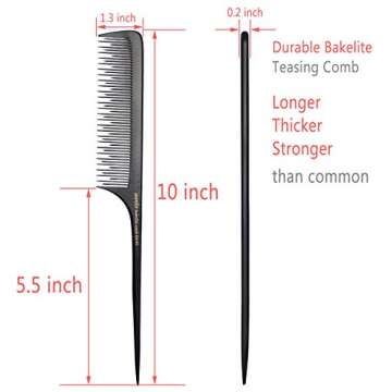 PERFEHAIR Teasing Comb for Fine Hair - Lightweight Anti-Static Backcombing Tool