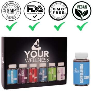 4 Your Wellness Ashwagandha Gummies Mixed Berry KSM-66, Lion's Mane, Vitamin-D, Non-GMO, Gluten-Free...