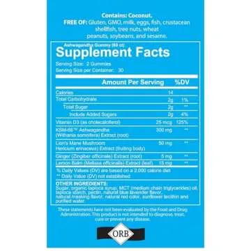 Wellness Ashwagandha Gummies Vegan KSM-66 Stress Relief 60 Count