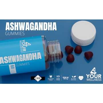 Wellness Ashwagandha Gummies Vegan KSM-66 Stress Relief 60 Count
