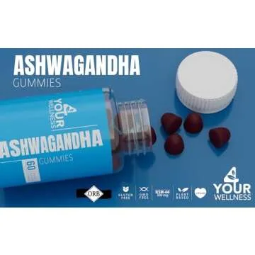 Wellness Ashwagandha Gummies Vegan KSM-66 Stress Relief 60 Count