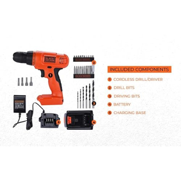 BLACK+DECKER 20V MAX Cordless Drill and 30 Bits Kit