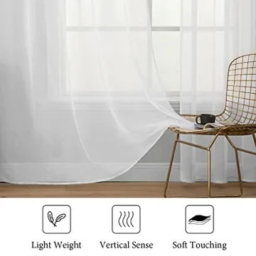 MIULEE Elegant White Sheer Curtains for Every Room