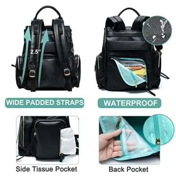 MOMINSIDE Stylish Leather Diaper Bag Backpack