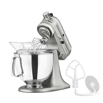 KitchenAid KSM150PSCU Artisan Series 5-Qt. Stand Mixer with Pouring Shield - Contour Silver and KitchenAid KFE5T Flex Edge Beater for Tilt-Head Stand Mixers Bundle