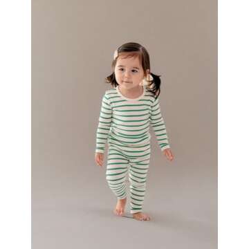 AVAUMA Baby Boys Girls Pajama Set 6M-7T Kids Cute Toddler Snug fit Pjs Cotton Sleepwear (Stripe_Mint JM)