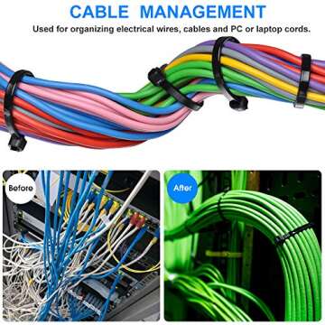 Zip Ties 8 inch Black Zip Ties with 50 Pounds Tensile Strength,Cable Ties,100 Pack, by Tantti Supply