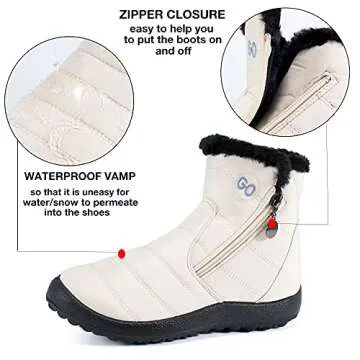 HARENCE Snow Boots for Women Winter Boot with Comfortable Warm Fur Lined Ankle Booties Outdoor Slip On Waterproof Short Boots