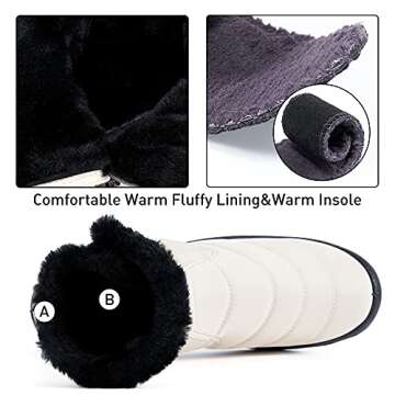 HARENCE Snow Boots for Women Winter Boot with Comfortable Warm Fur Lined Ankle Booties Outdoor Slip On Waterproof Short Boots