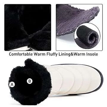 HARENCE Snow Boots for Women Winter Boot with Comfortable Warm Fur Lined Ankle Booties Outdoor Slip On Waterproof Short Boots