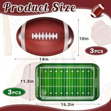 Hushee 6 Packs Football Serving Trays and Platters Reusable Football Party Serving Trays for Game Da...
