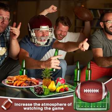 Hushee 6 Packs Football Serving Trays and Platters Reusable Football Party Serving Trays for Game Day Home Snacks 2025 Party Decorations(Football)