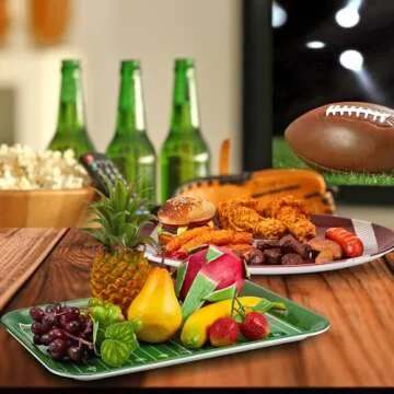 Hushee 6 Packs Football Serving Trays and Platters Reusable Football Party Serving Trays for Game Day Home Snacks 2025 Party Decorations(Football)