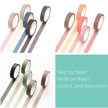 VIVIQUEN 30 Rolls Washi Tape Set in Nature Colors
