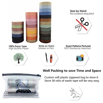VIVIQUEN 30 Rolls Washi Tape Set in Nature Colors