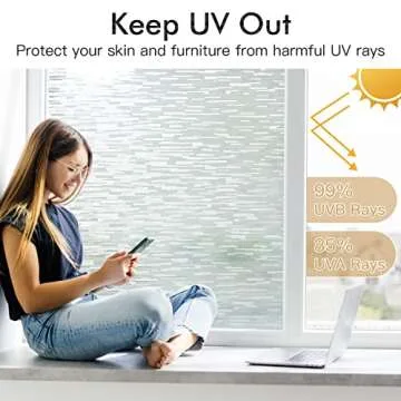 Haton Window Privacy Film, Frosted Glass Static Cling Sun Heat Blocking Window Clings, Frosting Opaque Coverings, Vinyl Removable Stickers Tint for Home Door Office, Non Adhesive 17.5" x 118.1"