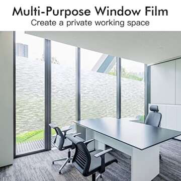 Haton Window Privacy Film, Frosted Glass Static Cling Sun Heat Blocking Window Clings, Frosting Opaque Coverings, Vinyl Removable Stickers Tint for Home Door Office, Non Adhesive 17.5" x 118.1"
