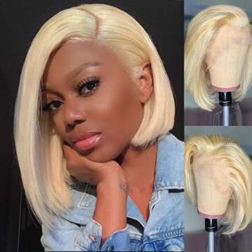 Candice Hair Short Bob Lace Front Wigs 613 Blonde