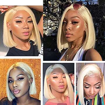 Candice Hair Short Bob Lace Front Wigs 613 Blonde