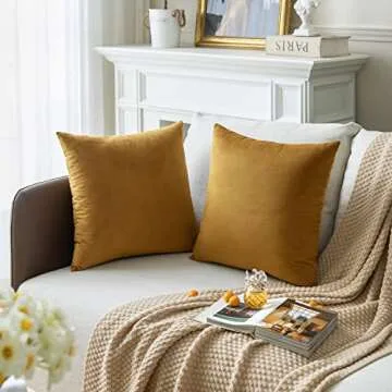 Colormz Golden Brown Velvet Throw Pillow Covers - 2 Pack