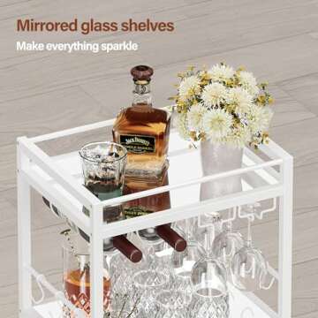 TUTOTAK Bar Cart with Wine Rack & 3-Tier Shelf