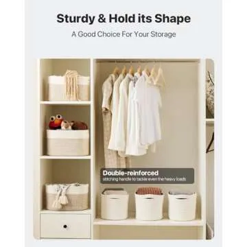 KALLAX White Storage Basket for Organizing, Small Woven Rope Basket for Shelves, Empty Gift Basket, 13"x9"x8.3", Nursery Baskets for Closet Organization, Storage Bins -3Packs (Off White)